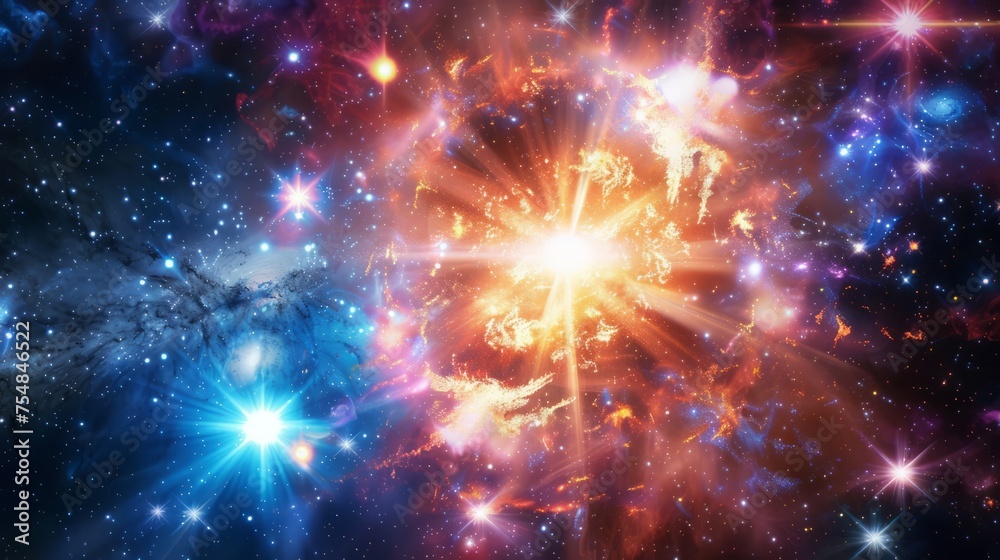 Fototapeta premium Bright and beautiful gamma ray burst in space. Universe and Space concept.