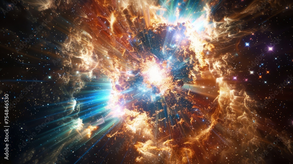 Obraz premium Bright and beautiful gamma ray burst in space. Universe concept.