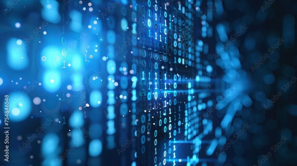 Stream of binary code on screen. Information technology. Stream of binary code on screen. Information technology.