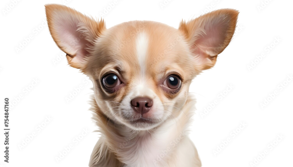 chihuahua puppy, close-up, transparent, white background, png format