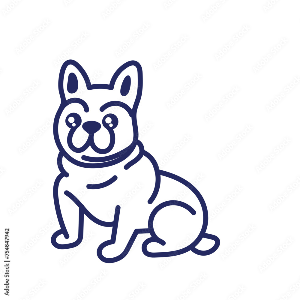 French bulldog line drawing isolated on white background. French bulldog line drawing isolated on white background.