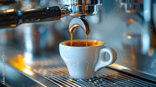 A cup of coffee in the coffee machine. High quality