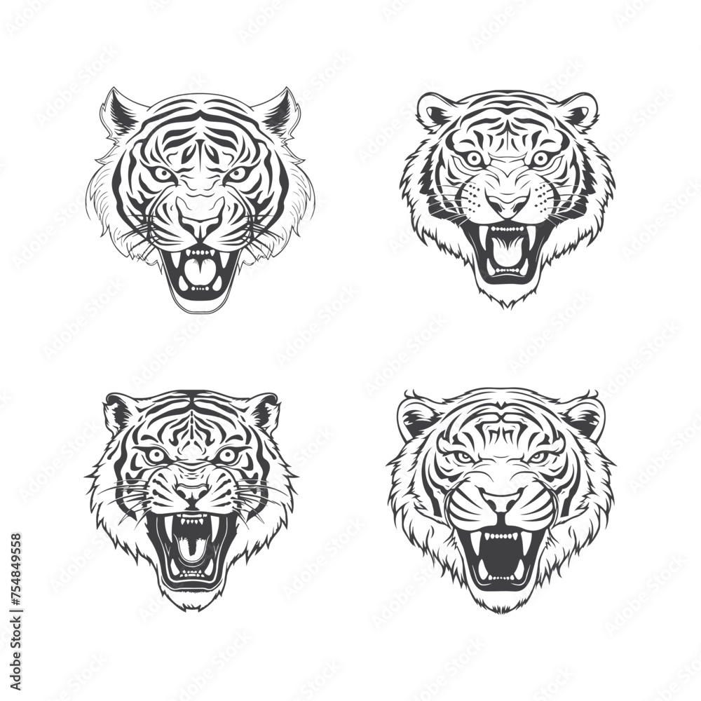 Fototapeta premium Tiger head vector logo design, icon , illustration