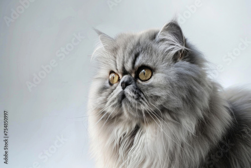 Persian cat isolated against a bright background, showcasing its luxurious fur and captivating eyes