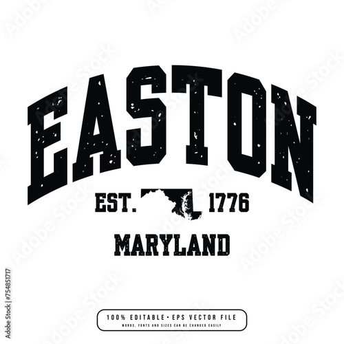 Easton text effect vector. Editable college t-shirt design printable text effect vector	 photo