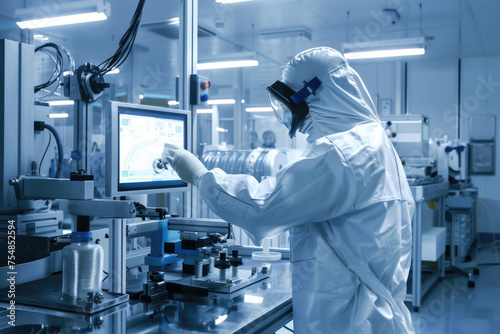 An inspiring image of a robot working in a sterile cleanroom environment
