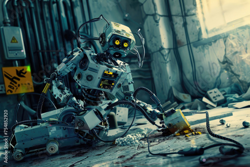 A stark image of a robot working in a dangerous environment © Veniamin Kraskov