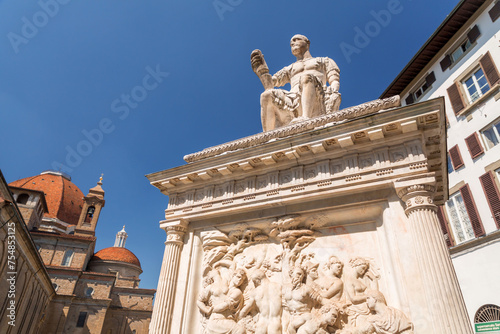 Obraz na plátně Piazza San Lorenzo is a central square that hosts the Basilica of San Lorenzo, F