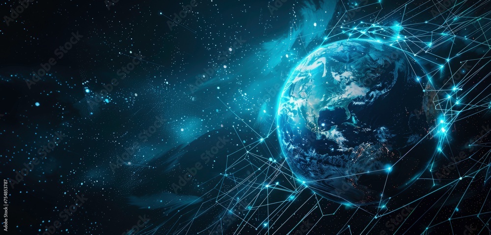 Digital world globe centered on Europe, concept of global network and connectivity on Earth, data transfer, information exchange and international telecommunication Digital world globe centered on Europe, concept of global network and connectivity on Earth, data transfer, information exchange and international telecommunication