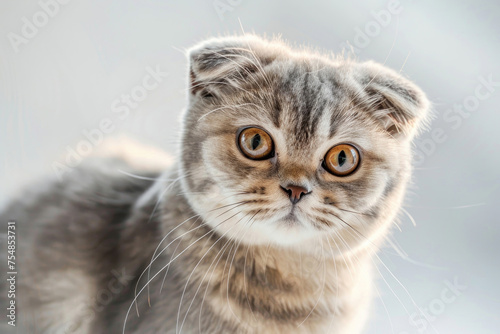 A Scottish Fold cat, showcasing its unique folded ears and captivating expression