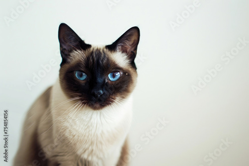 A Siamese cat elegantly isolated against a bright background © Venka