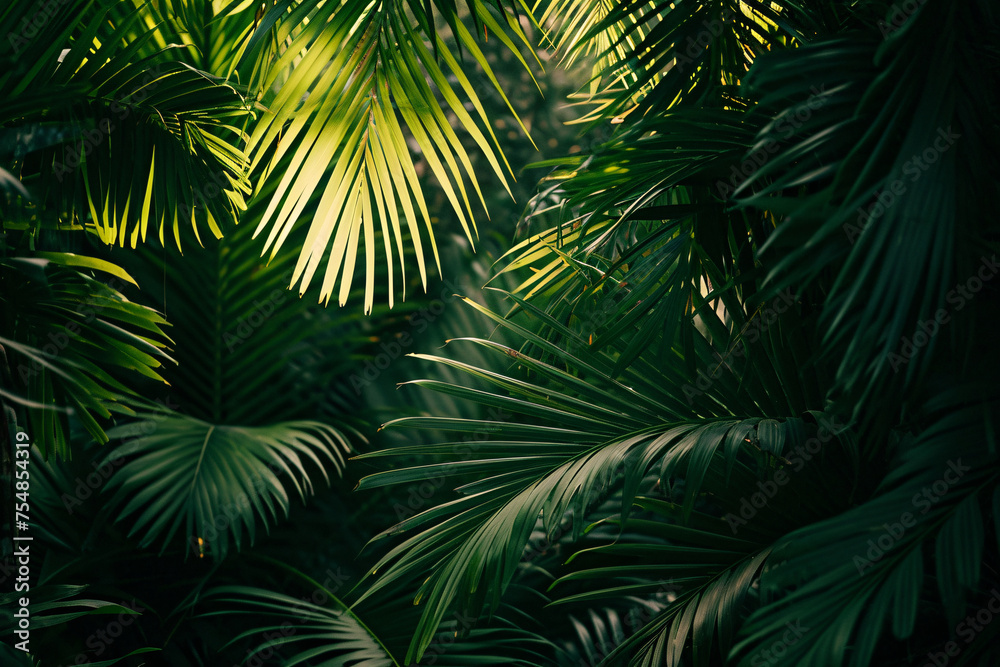 Fototapeta premium green tropical leaves background