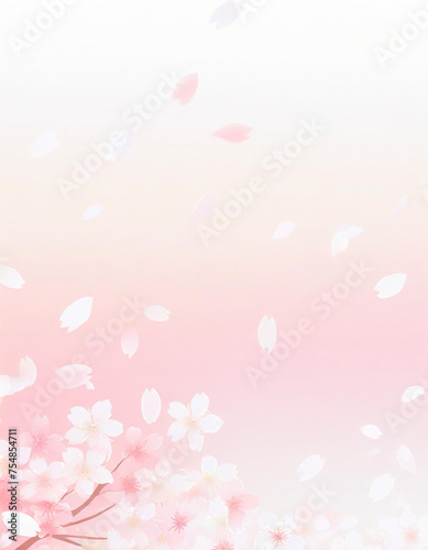 【縦写真】桜の花びらが舞う背景素材 © yu_photo