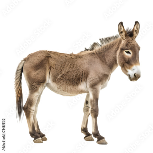 grey standing donkey isolated on transparent background