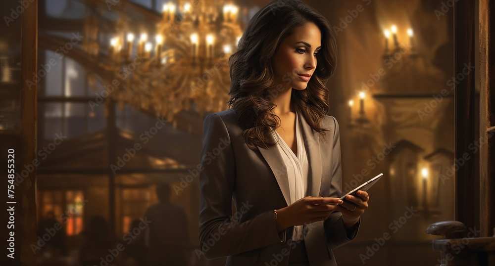 Elegant Woman Reading in a Cozy Evening Setting.

