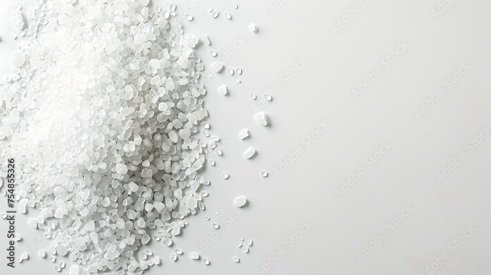 Obraz premium White granulated sugar scattered on a clean surface. close-up view of sugar crystals. perfect image for culinary and commercial use. ideal for backgrounds and textures. AI