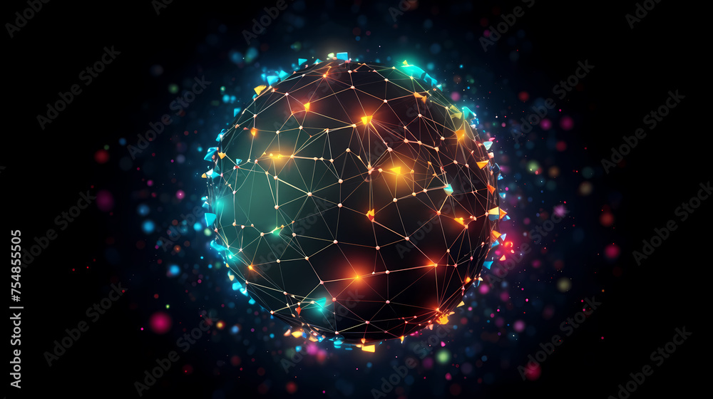 Obraz premium Spherical network structure, creating a futuristic or abstract look