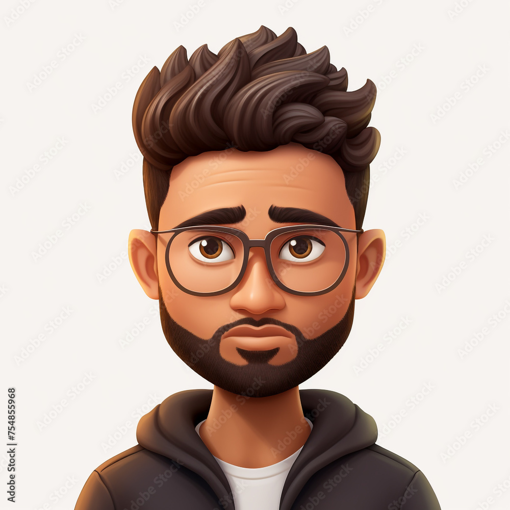 Memoji handsome Indian man сreated with Generative Ai