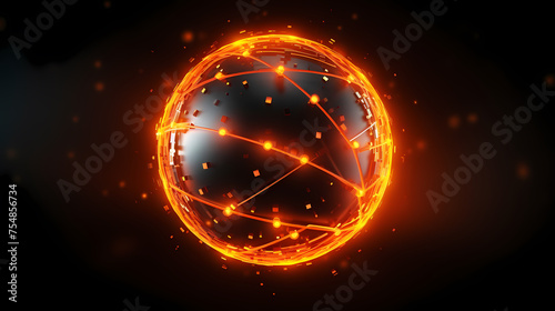 Spherical network structure, creating a futuristic or abstract look