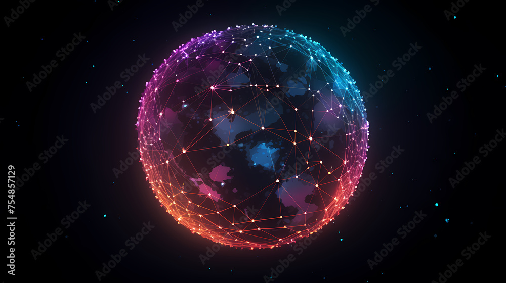 Obraz premium Spherical network structure, creating a futuristic or abstract look