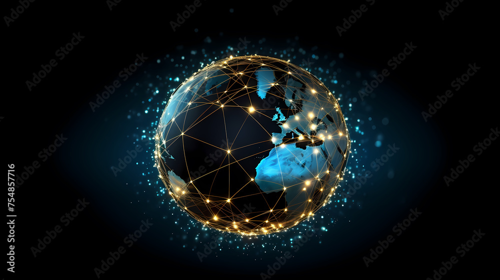 Obraz premium Spherical network structure, creating a futuristic or abstract look