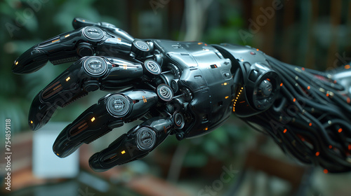 3d rendering of advanced robotic arm technology close-up: detailed image of a modern prosthetic arm with intricate design, showcasing futuristic technology