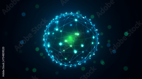 Spherical network structure  creating a futuristic or abstract look