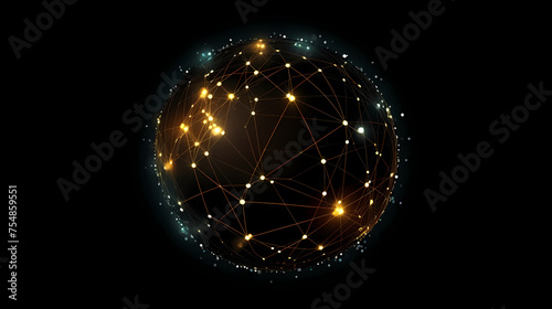 Spherical network structure, creating a futuristic or abstract look