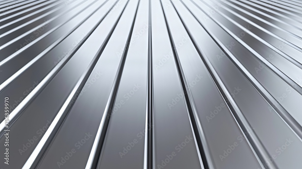 Obraz premium 3D illustration of an abstract aluminum background with silver stripes.
