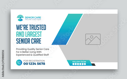 In-home senior health care youtube thumbnail and web banner template design