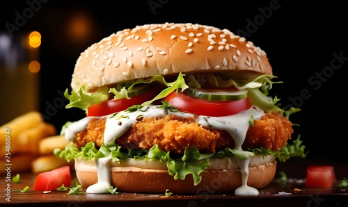 Golden Crispy Fish Burger with Homemade Tartar Sauce