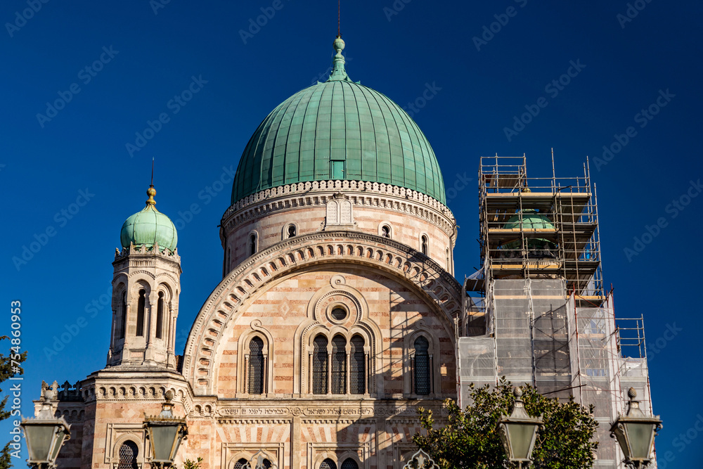 The Great Synagogue of Florence or Tempio Maggiore in Florence, in Italy.