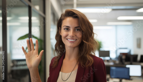 Cheerful Caucasian Woman Showing a Successful Gesture in Modern Office Studio with Natural Background Free Download Cheerful Caucasian Woman Showing a Successful Gesture in Modern Office Studio with Natural Background - GFXLoad