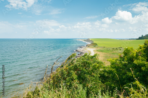 Fototapeta Naklejka Na Ścianę i Meble -  White cliff near the great belt bridge Storebelt near Korsor, Denmark , Zealand
