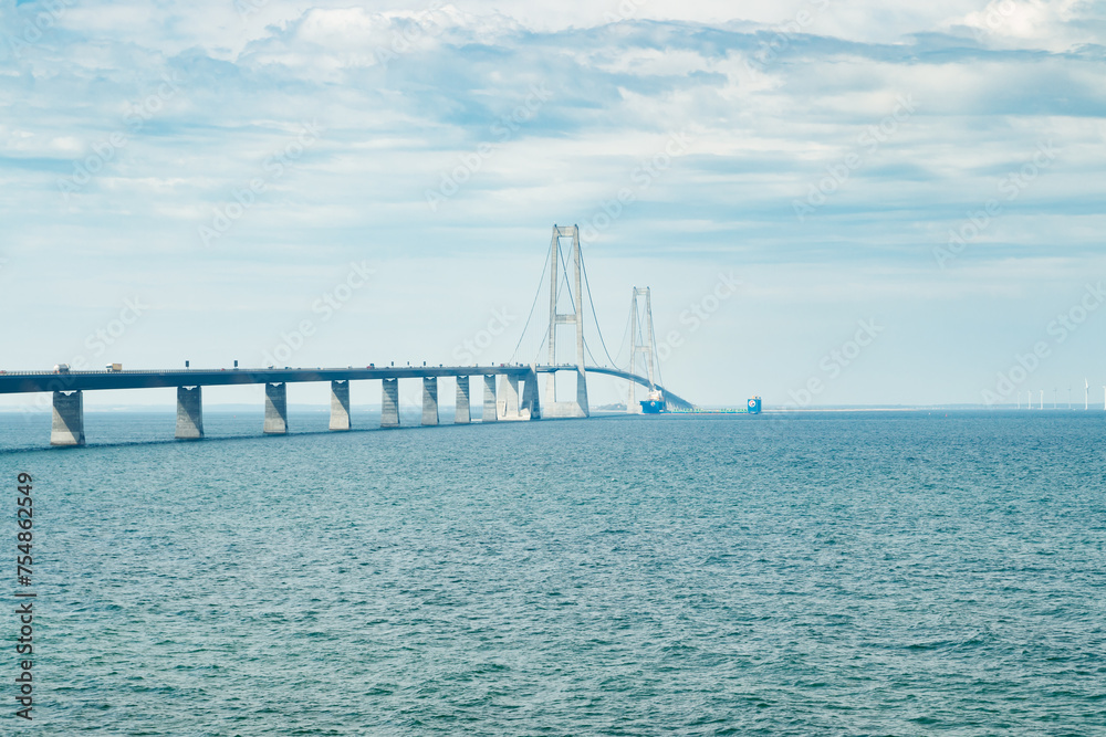 The great belt bridge, Storebelt in Denmark, connecting Zealand with Funen. The great belt bridge, Storebelt in Denmark, connecting Zealand with Funen.