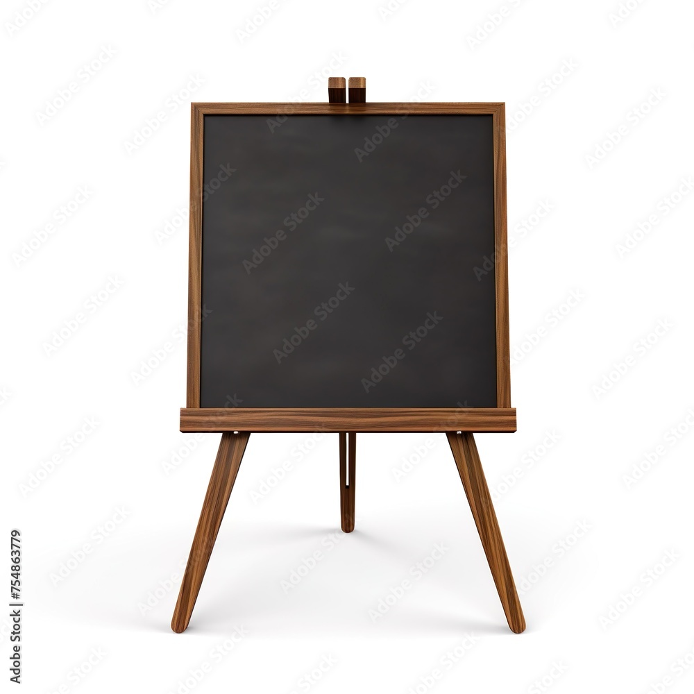 Front view Black Chalkboard stand on white background. Front view Black Chalkboard stand on white background.