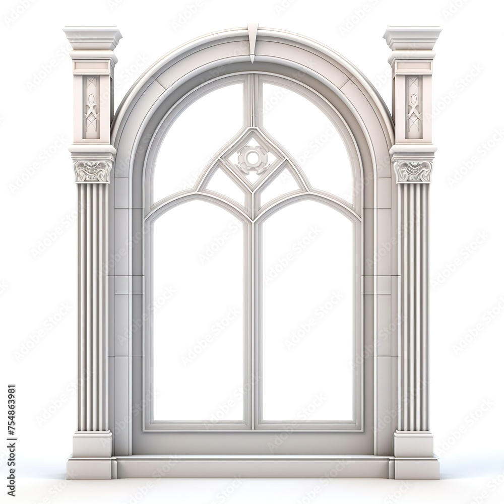 Gothic arch window on a white background.