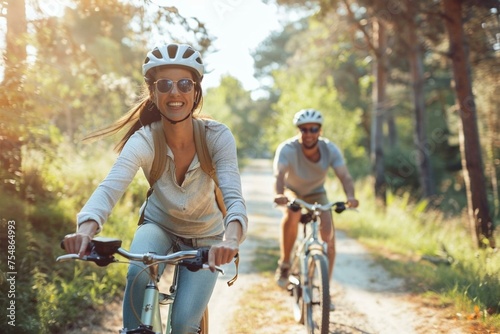 Romantic Countryside Ride: Couple Enjoying Bicycle Trip Amidst Scenic Views - Couple, Bikes, Countryside, Ride, Romantic, Nature, Adventure