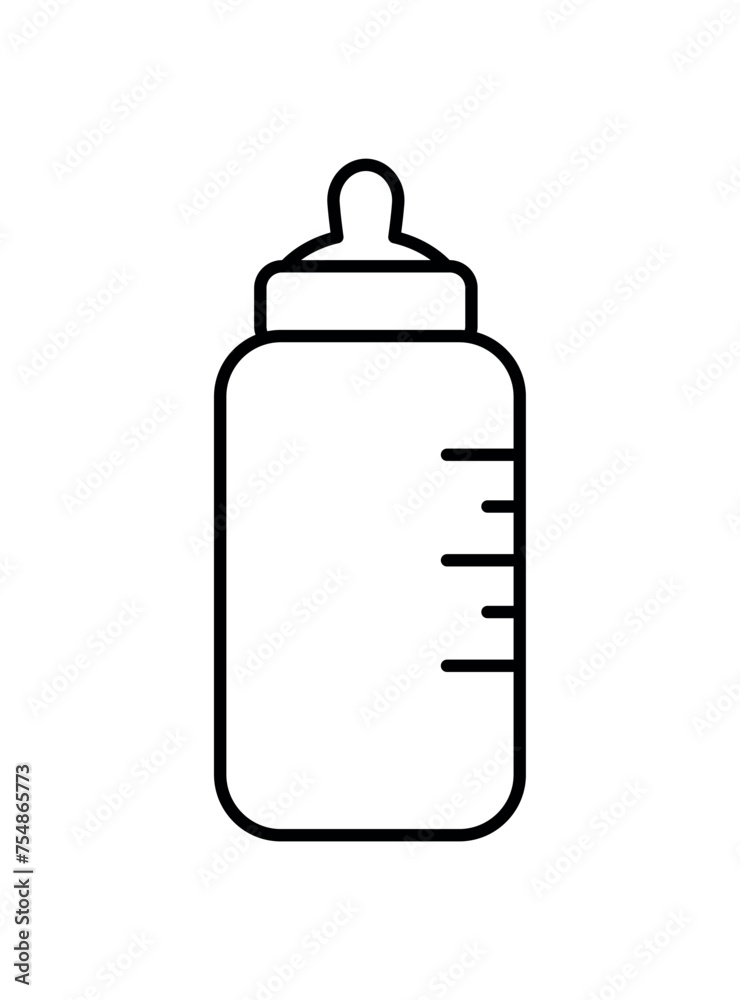 Vector sign of baby bottle with formula. Feeding the baby. Baby utensils icon on isolated background. Vector sign of baby bottle with formula. Feeding the baby. Baby utensils icon on isolated background.