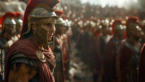 4K HD video clips Sparta led a force of warriors against the warrior forces of Thebes, which supported Athens, in the Battle of Leuctra. photo