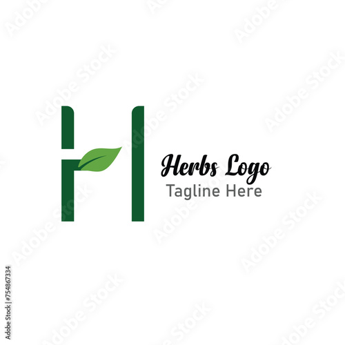 H herbal logo design inspiration. Vector letter template design for brand.