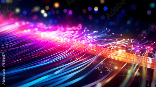 Colorful abstract background representing fiber optics and communication over the internet concept