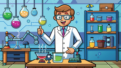 Cheerful Scientist Conducting Experiments in Laboratory