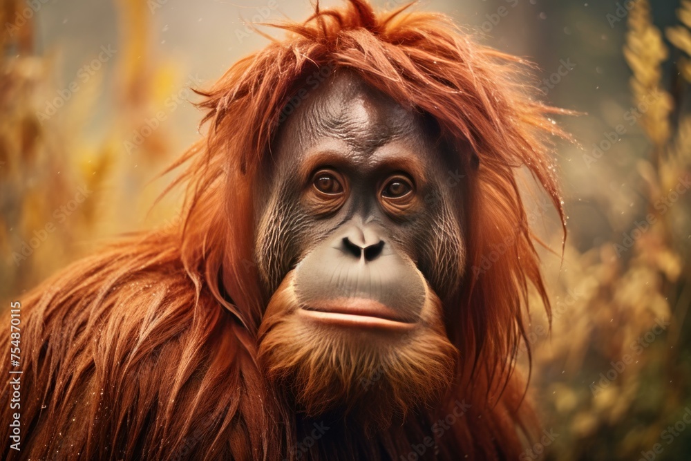 Playful Orangutans animals nature. Jungle wildlife. Generate Ai