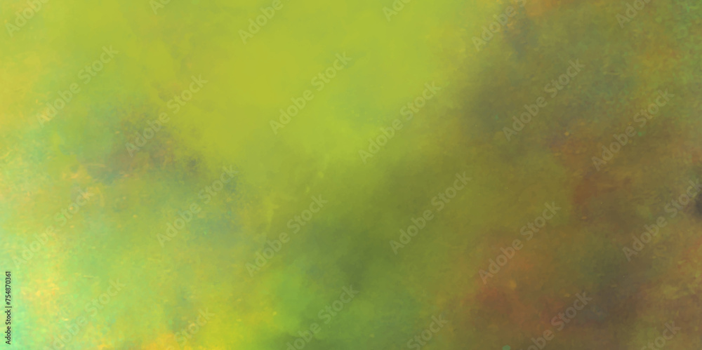 Abstract watercolor background with space. Colorful watercolor background. Abstract sunset sky with paint. Soft texture in green yellow orange border in gradient paint