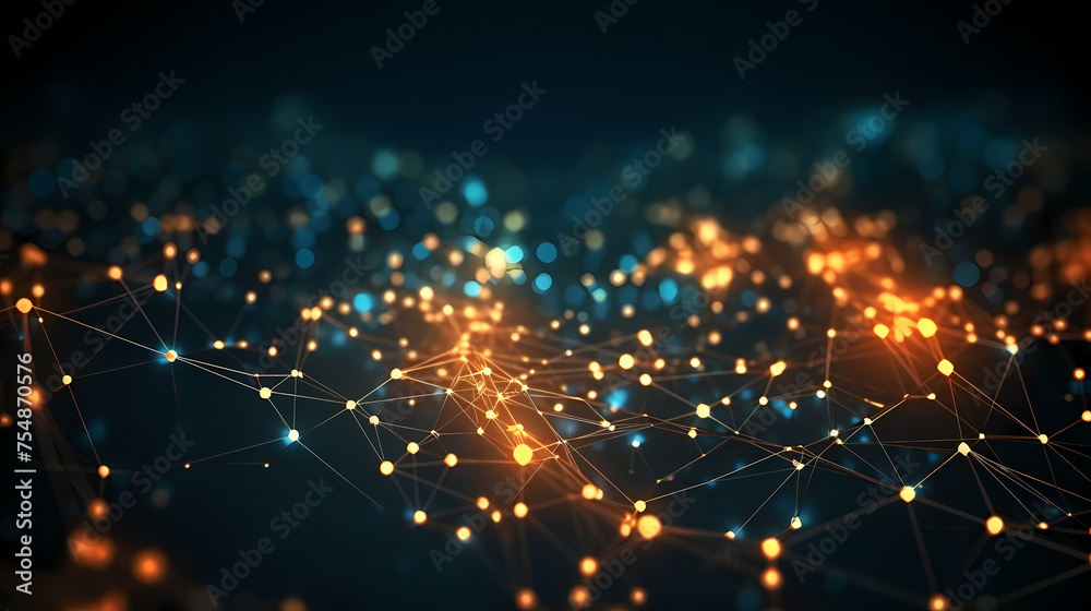 Fototapeta premium Dark background with polygonal connections, network connection concept