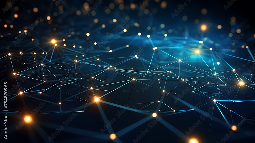 Fototapeta premium Dark background with polygonal connections, network connection concept