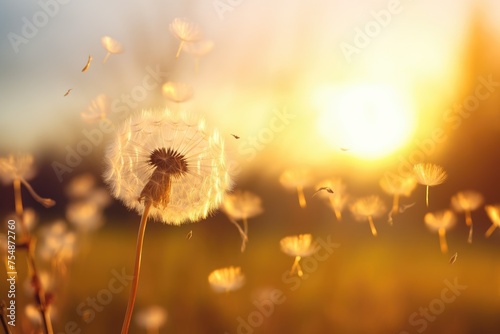dandelion buds with a sunset