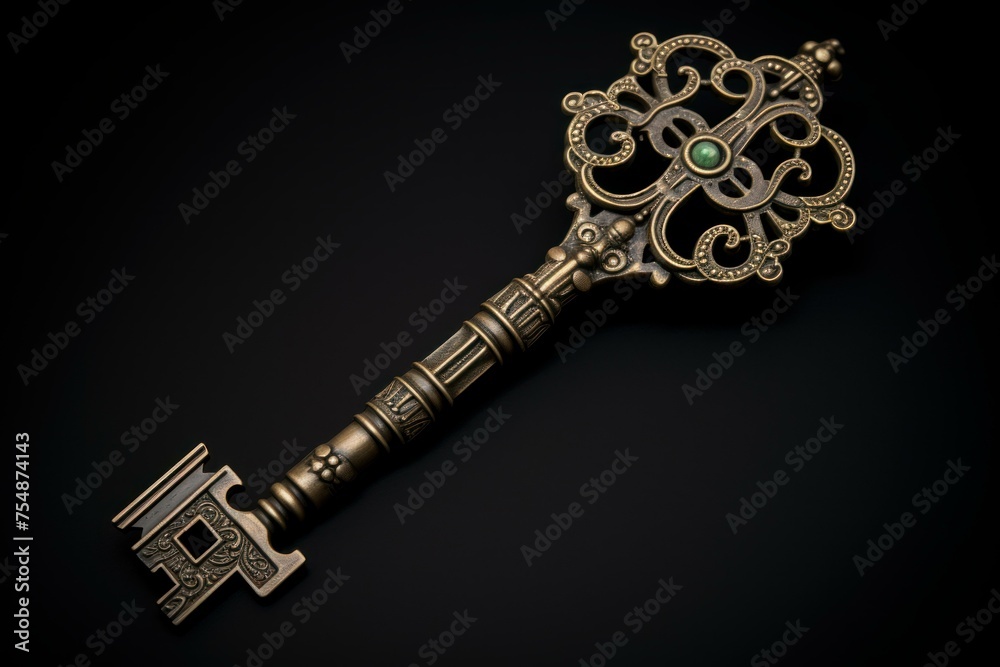 Compelling Ancient magic key. Security metal door. Generate Ai Compelling Ancient magic key. Security metal door. Generate Ai