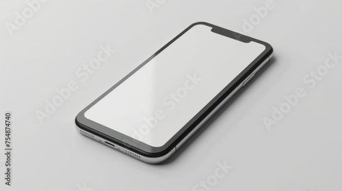 Smartphone with a blank screen on a white background. Smartphone mockup closeup isolated on white background. 